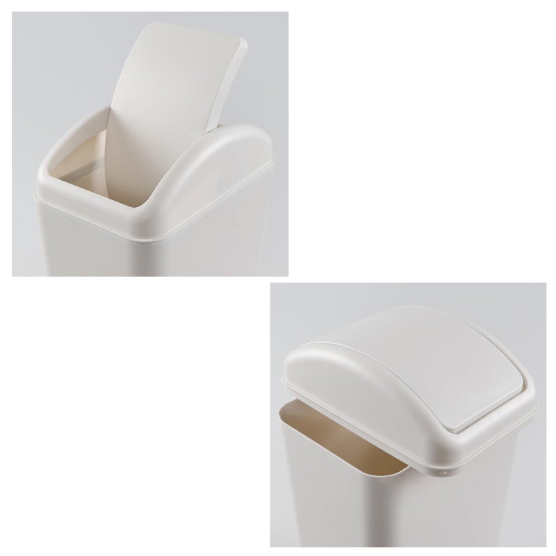 Cand 14 L Small Plastic Garbage Can, Slim Swing Lid Trash Bins, Light Grey - Image 5